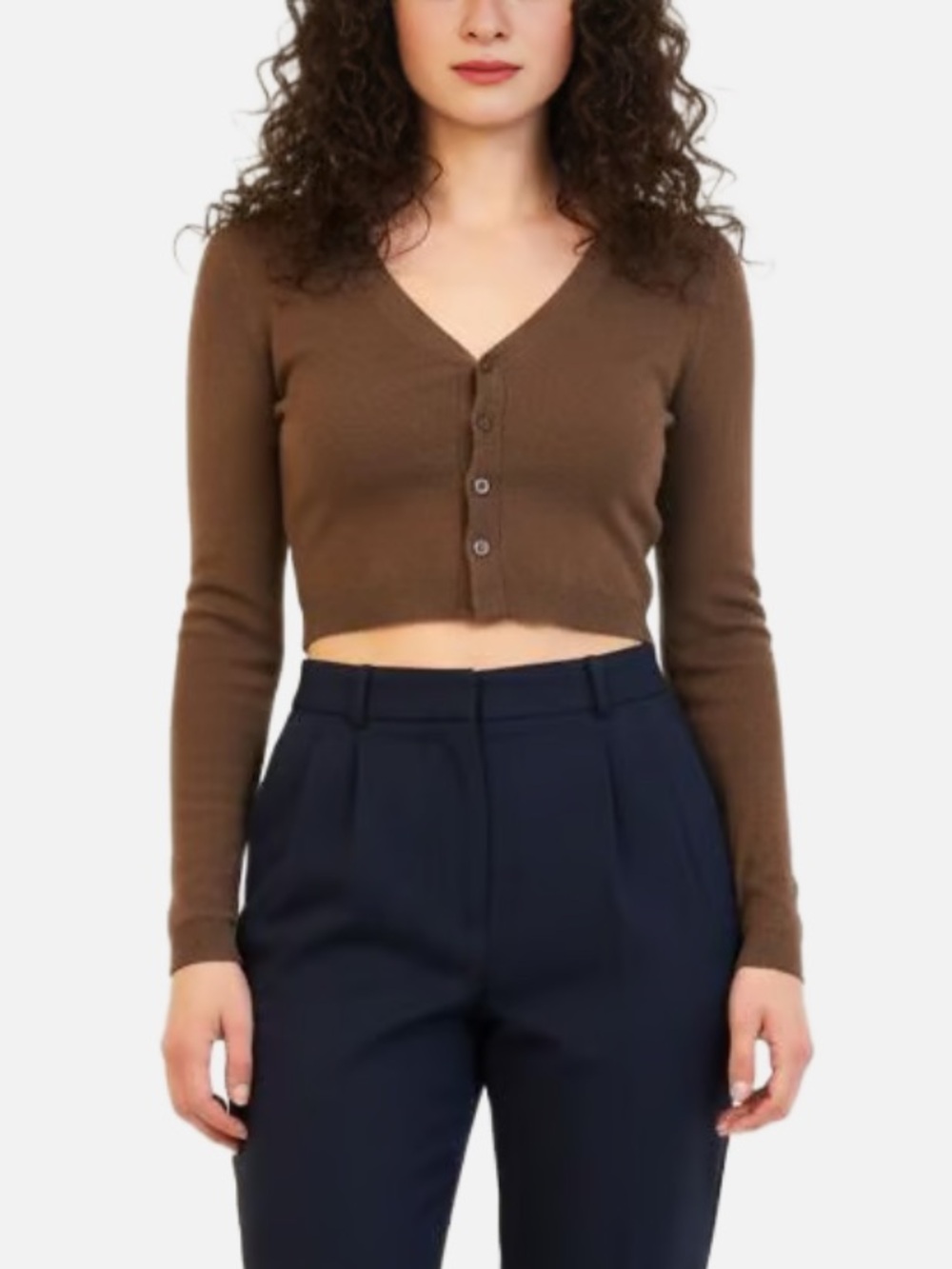 HOLLISTER Fuzzy Tan Button Up Crop Top size XS